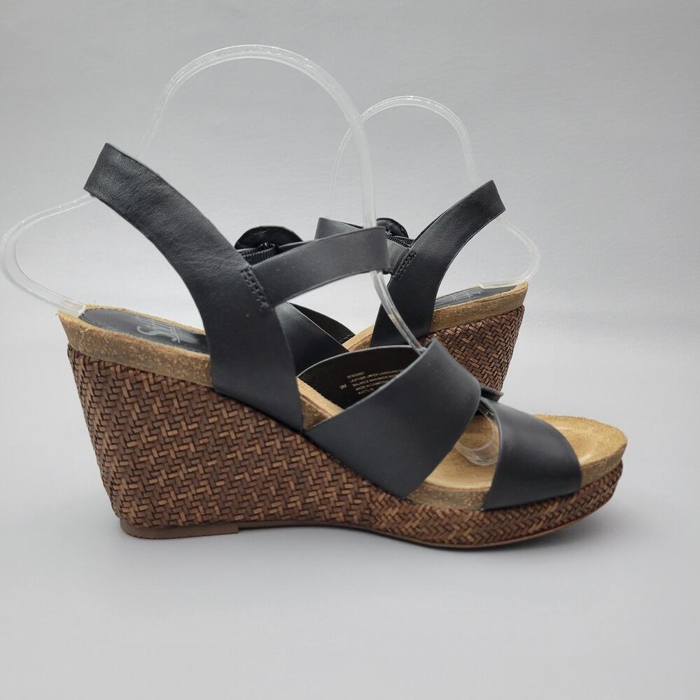 Sofft Casidy Womens Sandal Woven Wedge Wrap Soft Leather Straps Size 9 M Black - Picture 2 of 12